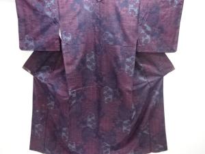 アンティーク　亀甲に花古典柄織出し十日町紬着物